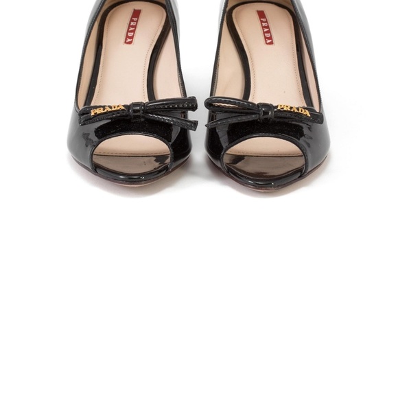 PRADA Calzature Donna Patent Leather Wedge Heels – Black, Size 6 (EU 36) - Picture 9 of 9